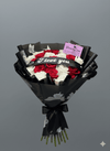 "I Love You" Bouquet: 24 Red & White Roses in Black Wrap