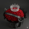 Lavish 50 Red Rose Arrangement with Silver Crown & Black Wrap