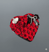 Medium Heart Box with Red Roses, Orchids & Pearl Accents