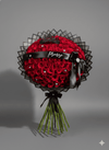 The Promise: 100 Red Roses Grand Bouquet with Black Crown & Signature Accents