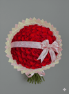 50 Red Roses with Pearled Mesh and Dual Pearl Bow Accent