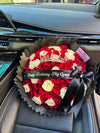 50 Red & White roses (Birthday Queen)