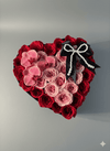 Red, Pink & Purple Orchid Heart Box with Pearl Detail